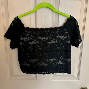 Vintage Elegant Black Lace Women's Top